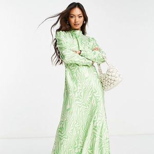 ASOS Green Print Satin Gown